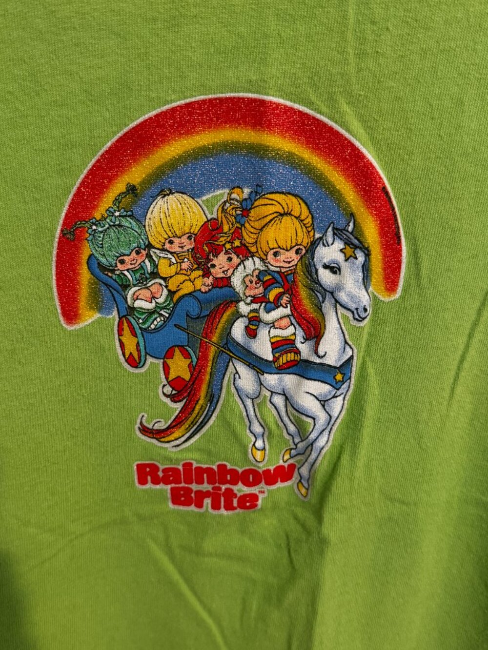 Vintage Rainbow Brite Baby Tee Lime Green Size XL